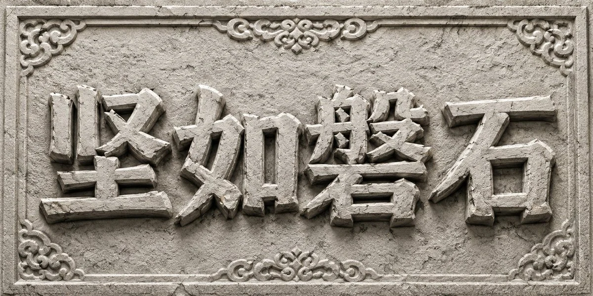 AI生成的"坚如磐石"立体字中文标题字效