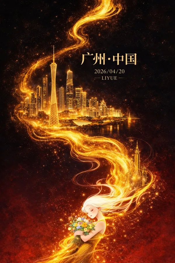 gpt-image-2 生成的插画暗黑幻想广州城市海报，突出海报与插画效果