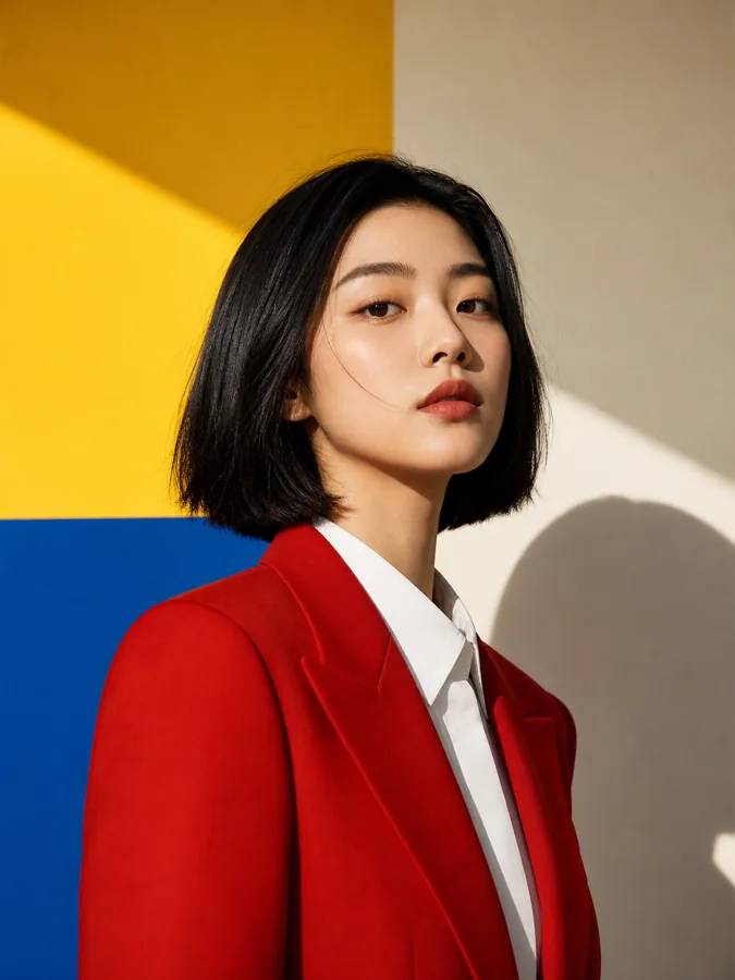 gpt-image-2 生成的摄影包豪斯风格女性时装肖像，突出人像与摄影效果