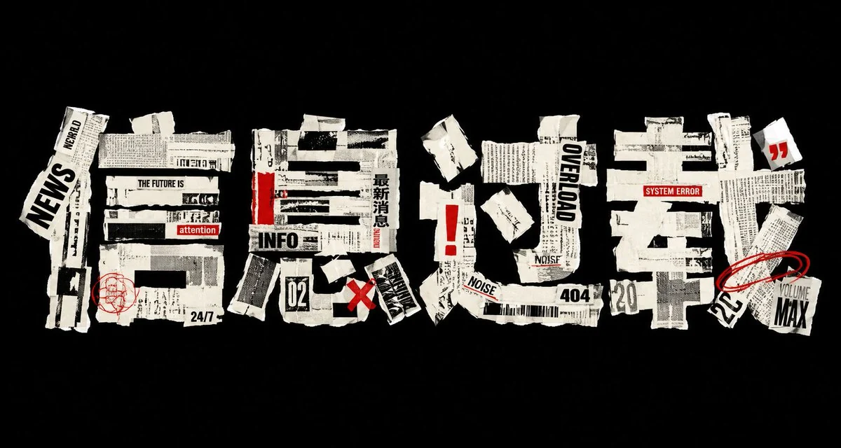 AI生成的"信息过载"复古中文标题字效