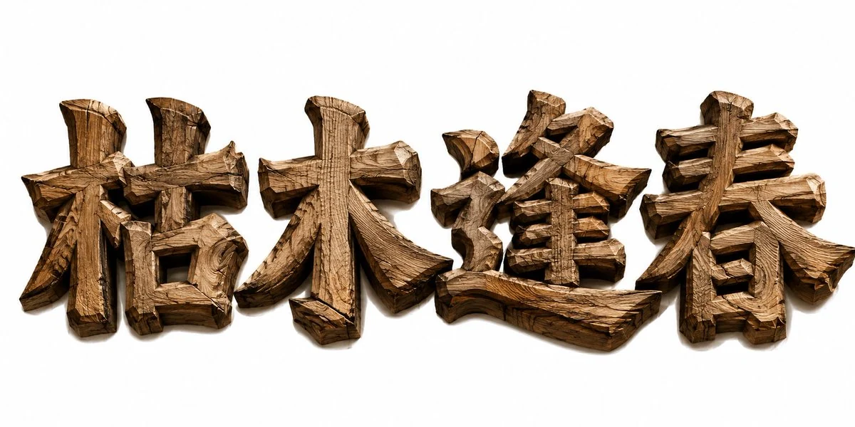AI生成的"枯木逢春"书法中文标题字效