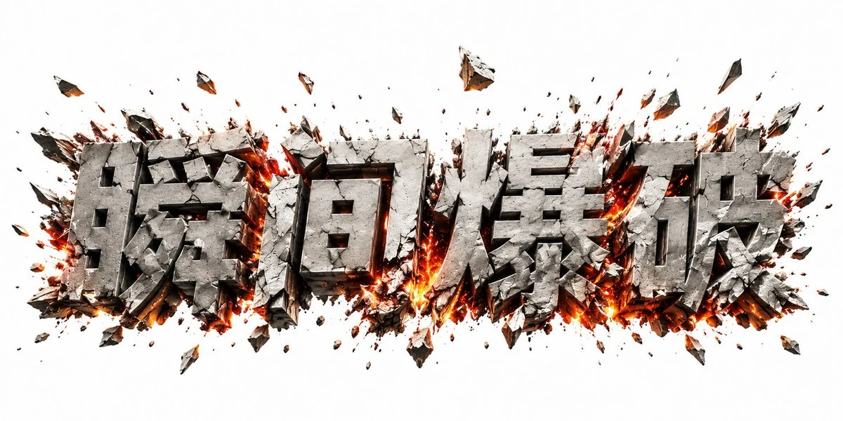 AI生成的"瞬间爆破"冲击感中文标题字效
