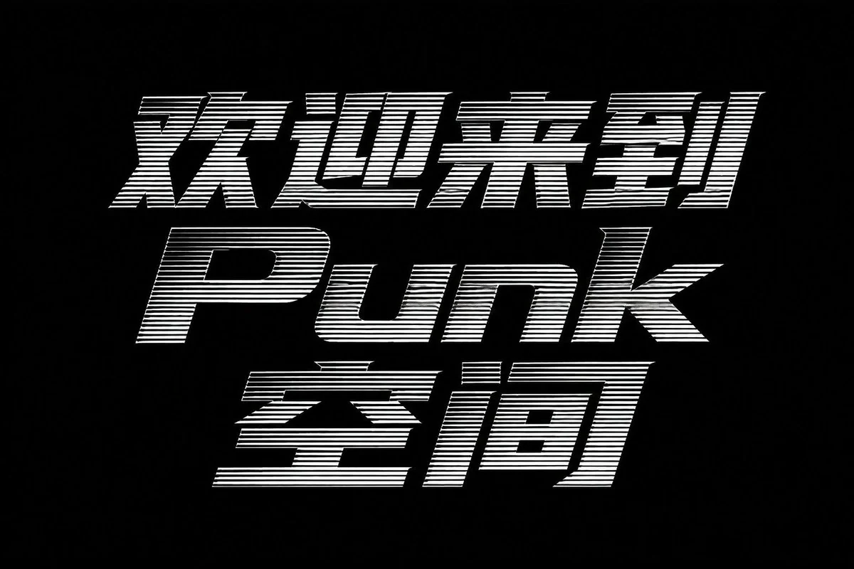 AI生成的"欢迎来到Punk的空间"霓虹中文标题字效