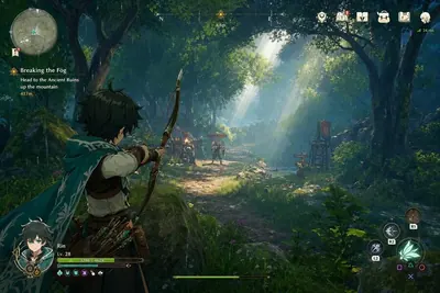 gpt-image-2 生成的参考案例动漫开放世界冒险HUD，突出参考案例与复