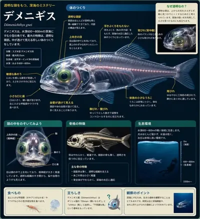 gpt-image-2 生成的插画管眼鱼解剖百科图海报，突出海报与插画效果