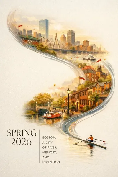 gpt-image-2 生成的插画2026波士顿春季城市海报，突出海报与插画效果