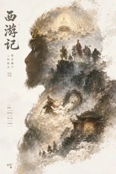 gpt-image-2 生成的插画史诗轮廓世界海报，突出海报与插画效果
