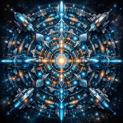gpt-image-2 生成的插画未来感曼荼罗插画海报，突出海报与插画效果