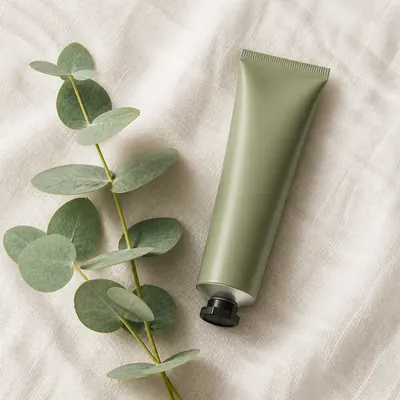 gpt-image-2 生成的产品摄影护手霜植物枝产品，突出电商与产品摄影效果