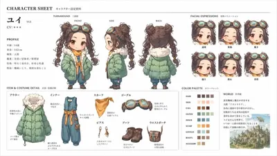 gpt-image-2 生成的设定卡官方角色表（日文）角色，突出角色与设定卡效果