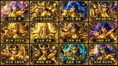 gpt-image-2 生成的设定卡圣斗士黄金圣斗士卡牌格角色，突出角色与设定